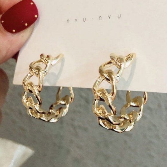 Gold Tone Hoop Earrings - Picture 1 of 4